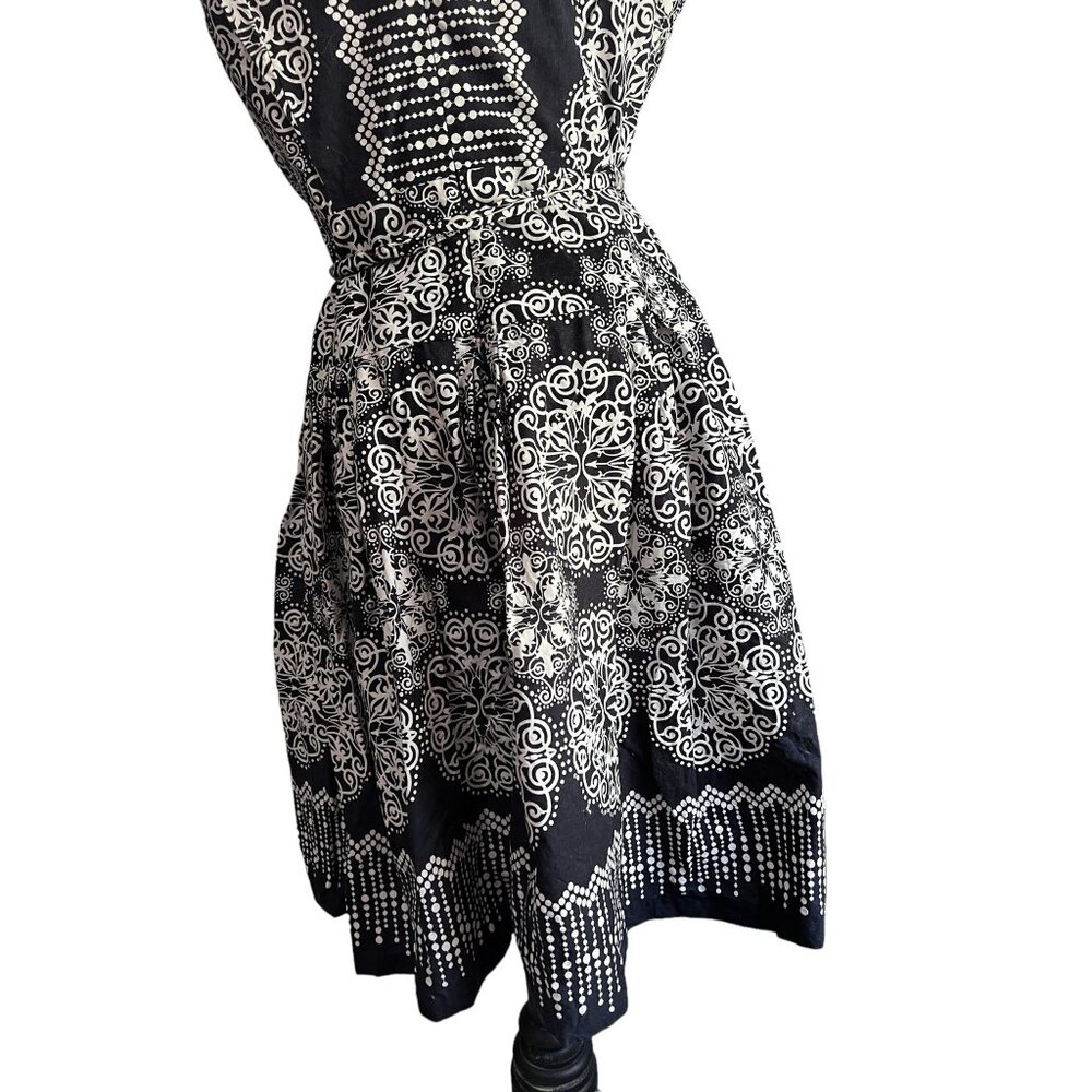 Robbie Bee Paisley Sleeveless Belted Dress Sz 14 (Large) Womens Navy Blue - Picture 11 of 12